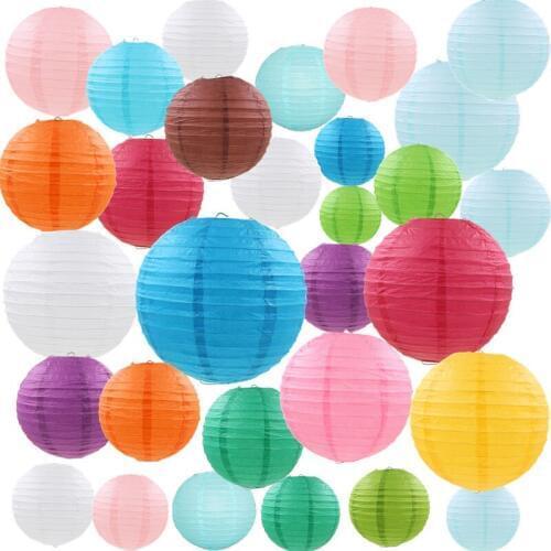 8"(20cm) 20pcs/lot Gold Chinese Rice Paper lanterns Ball Hanging Party Decorations Free Shipping