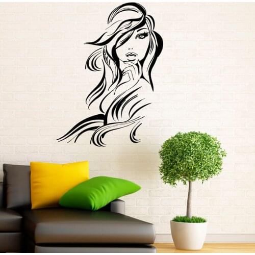 ZOOYOO Hair Beauty Salon Decal Wall Stickers Fashion Styling Sexy Woman PVC Wall Murals Art Beautiful Design