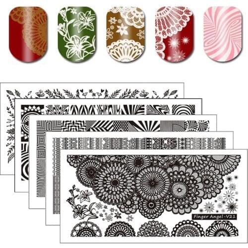 1Piece of Nail Art Stamping Plate Stainless Steel Templates 24 Designs 6*12cm Image Nail DIY Rectangle for Nails Stencils Tool