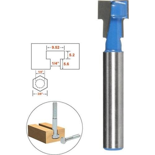 10Pcs 1/4 Inch Shank T-Slot Wood Milling Cutter Woodworking Router Bit Tools for 3/8 Inch Hex Bolt