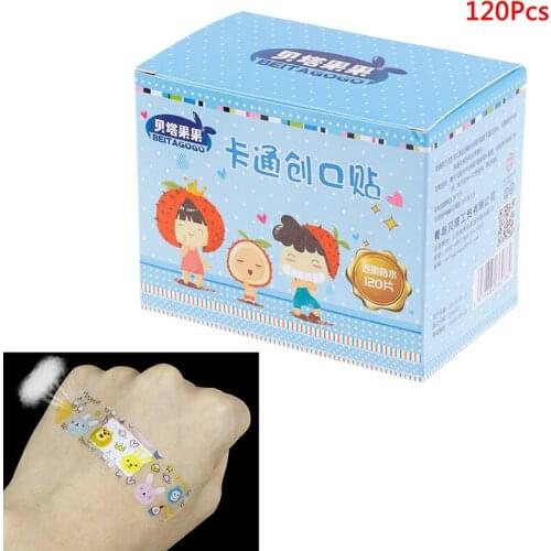 120Pcs Waterproof Breathable Cute Cartoon Band Aid Hemostasis Adhesive Bandages First Aid Emergency Kit For Kids Hot