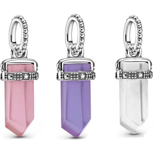 2021 Valentines Day New 925 Sterling Silver Beads Fit Original Pandora Bracelet Purple Pink White Sword-shaped Amulet Charms