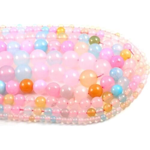 4 6 8 10 12mm Natural Stone Morgan Agates Bead Round Loose Spacer Beads For Jewelry Making Findings DIY Bracelet Wholesale