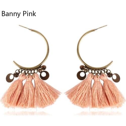 Bohemia Tassel Pendant Studs Earrings For Women Ethnic Metal C Post Earrings Fashion Jewelry Pendientes Vintage Tassel Earrings