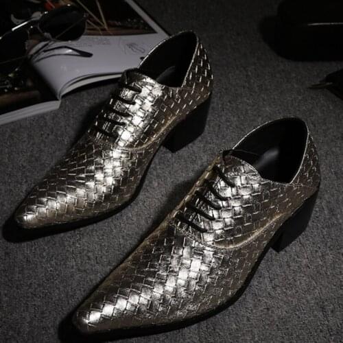 Christia Bella British Style Pointed Toe Serpentine Male Lace Up Oxfords Shoes Genuine Leather Party Men Heighten Dress Shoes