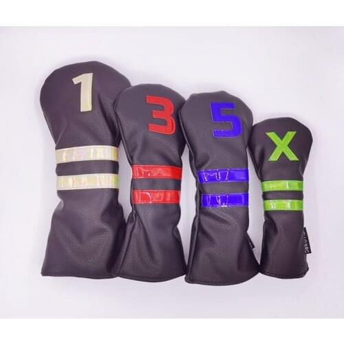 Colors Golf HeadCover PU Leather Golf Driver Fairway Woods Hybrid 135X Covers Mascot Novelty Gift