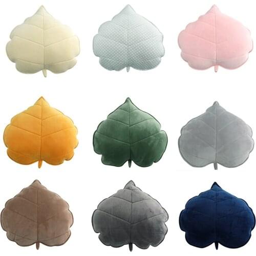 Nordic Leaf Shape Throw Pillows Solid Soft Waist Back Cushion Filling Cotton-padded Headrest Car Bedroom Decoration Crash Pillow