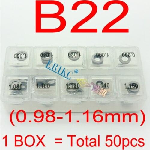 ERIKC 50PCS Valve Adjustment Gaskets B22 Diesel Injector Adjusting Shims Size: 0.98mm-1.16mm for BOSCH