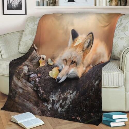Animal Fox Flannel Throw Blanket 3D Printed Keep Warm Sofa Child Blanket Home Decor Textiles Dream Family Gift