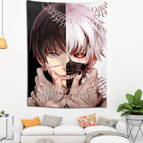 Hot Sale Custom Anime Tokyo Ghoul Printed Tapestry Background Decorative Tapestry Various Sizes Wall Hanging Decor