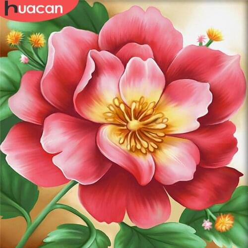 HUACAN 5D DIY Diamond Embroidery Painting Peony Handicraft Full Square Round Drill Mosaic Flower Needlework Decor For Home