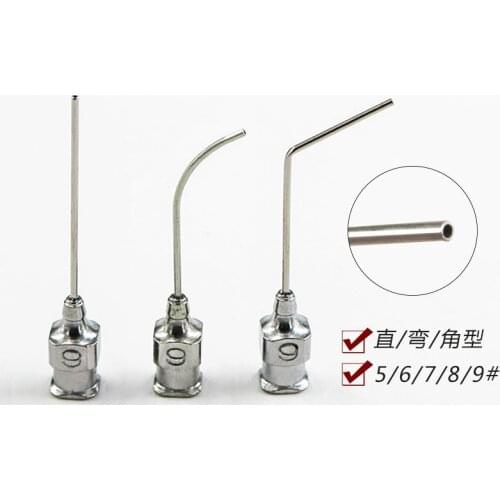 5pcs set Stainless steel flushing needle Lacrimal duct irrigating needle flat needle dental oral vascular irrigator Ophthalmic