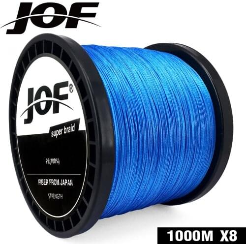 JOF Braided Fishing Line 8 Strands Fluorescent Blue 100M 150M 300M 500M 1000M Cord linha multifilamento 8 Fishing