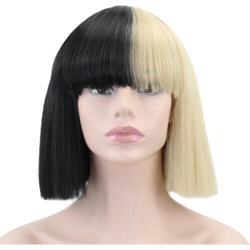JOY&BEAUTY 12inch Synthetic Short Ombre Hair High Temperature Fiber Short Straight SIA Wig Cosplay Black Blonde Bob Wigs 7 Color