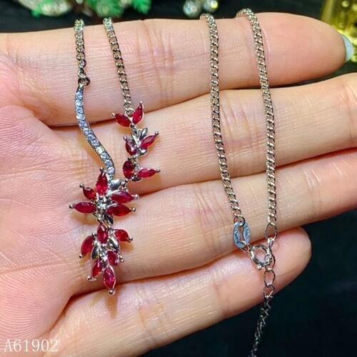 KJJEAXCMY boutique jewelry 925 sterling silver inlaid natural ruby female luxury pendant necklace support test