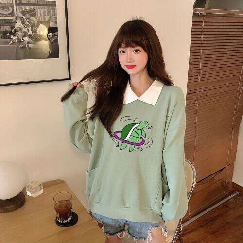 Cute Cartoon Graphic Hoodies Aesthetic Pullover Sweatshirt Oversized Cotton Long Sleeve Autumn Winter Kawaii Hoodie for Girls