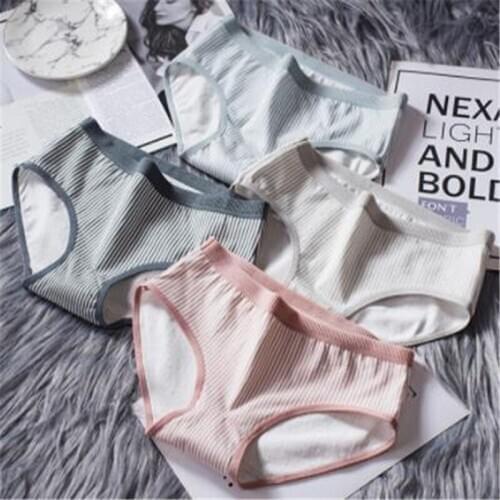Ms underwear made of pure cotton, 2019 new Japanese girl stripe carry buttock and fresh briefs for bigger sizes 031