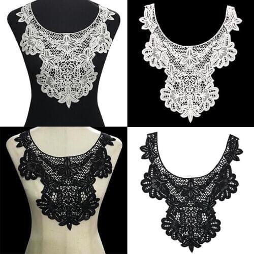 New Dress Applique Lace Fabric Blouse Costume Decor Accessories DIY Neckline Collar Sewing Trims White Black