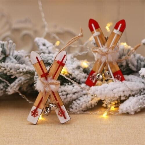 New Christmas Ornaments Wooden Sleigh Christmas Tree Pendant Window Decoration Hanging Ornaments Home Decor For Party 2020