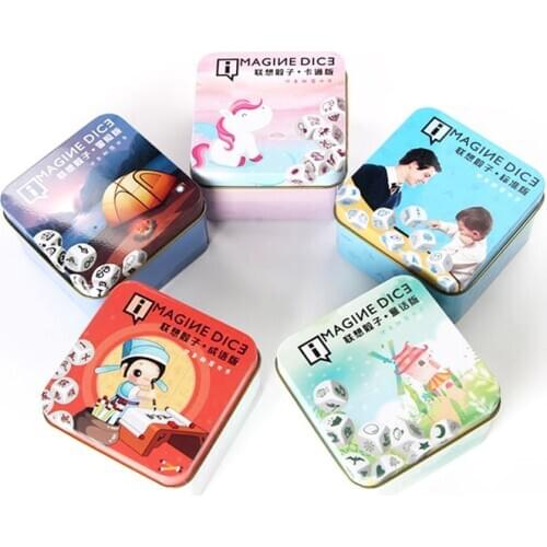 New Telling Story Dice Learning Toy Metal Box/Bag English Rules Family/Parents/Party Funny Imagine Education Toys for Children