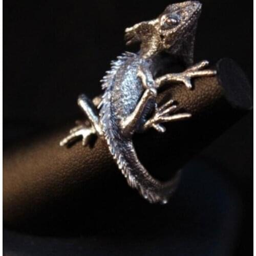 Personality Metal Lizard Rings for Biker Party Men Womens Adjustable Finger Ring Vintage Punk Jewelry Gifts