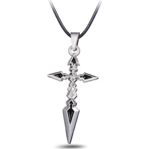 Cartoon Fate stay night Necklace Saber Pendant Cross shape The arrow Alloy Pendants Silver Rope Chain Mens Jewelry