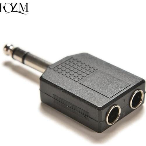 Single Male To Female 6.35mm Dual Mono Stereo Jack Headphone Microphone Y Splitter Converter 1/4" Stereo Audio Jack Plug Adapter