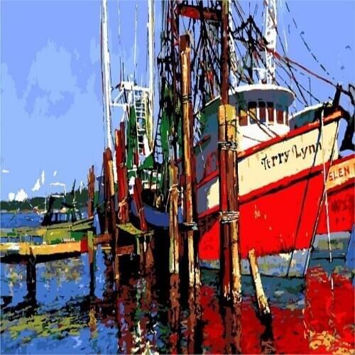 Ship Painting No Number Unframed On Canvas DIY Craft Kits Acrylic Paint Handmade Drawing Coloring By Numbers Home Decoration Art
