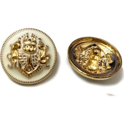 6PCS 25mm White Glod British Style Clothes Buttons Fashion Sewing Metal Set for Windbreaker Suit Men Women Blazer Coat Uniform