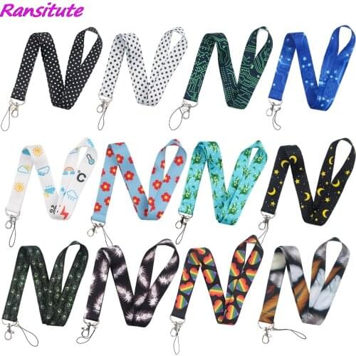 Ransitute Polka Dot Neck Strap Lanyard Key ID Card Gym Phone Strap Badge Holder DIY Multifunctional Mobile Phone Decoration R818