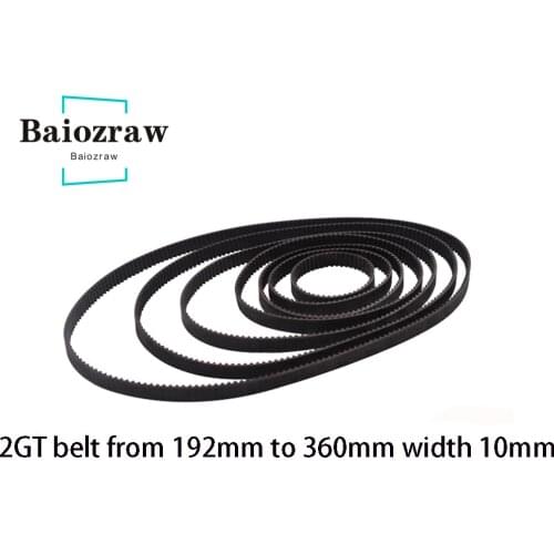 3D Printer Parts GT2 10mm Closed Loop Rubber Timing Belt 192 200 202 220 232 240 250 260 280 294 300 320 340 350 360mm 2GT 1pcs
