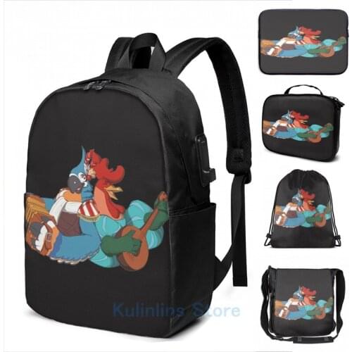 Graphic print ALan a dale Roster of the minstrel and friend USB Charge Backpack men School bags Women bag Travel laptop bag