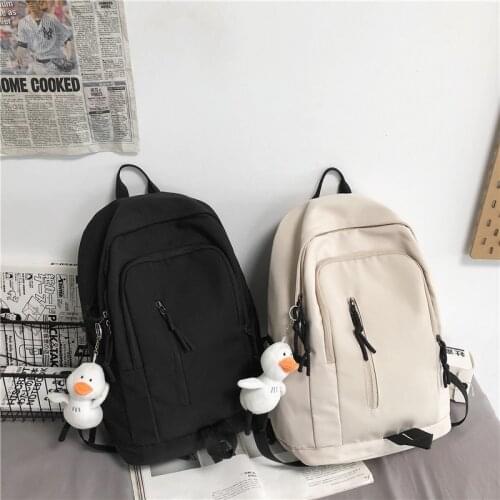 Fashion Womens Backpack Summer Nylon Solid Color School Bag For Girls Trendy Large-capacity Waterproof School Backpack