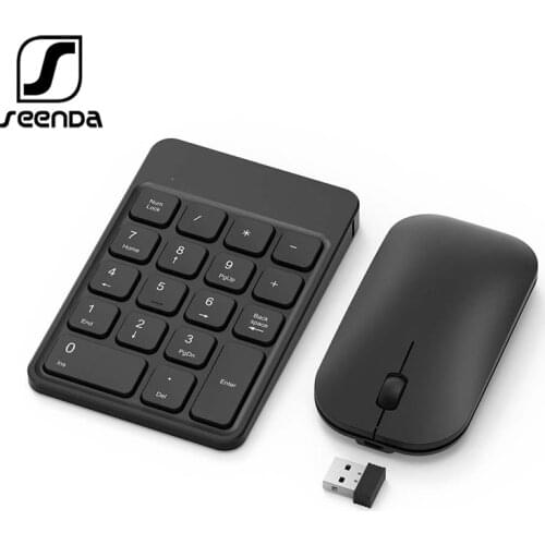 SeenDa 2.4GHz USB Numeric Keypad and Mouse Rechargeable Wireless Number Pad and Mouse Combo for Laptop PC Desktop Notebook