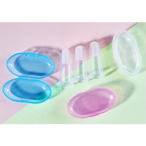 500Pcs Infant Teeth Brush Thumb Cover Silicone Coated Tongue Gums Massager Finger Tooth Brush Cleaner Brush Kids