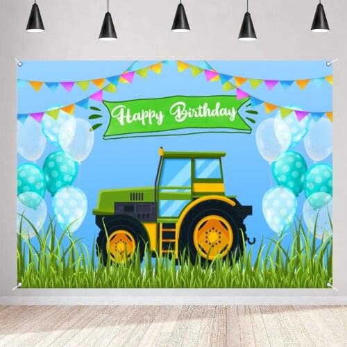 Tractor Background Happy Birthday Decoration Party Banner Photography Backdrop Background Birthday Party Supplies for Boys Kids