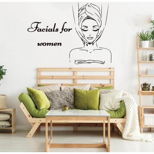 Large Beauty Skin Care Facials For Women Wall Sticker Spa Shop Beauty Salon Shop Wall Window Decal Vinyl Decor
