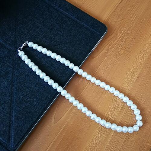 Pearl Necklaces For Women 8mm Simulated Pearl Necklace Chain 16" Choker Collier Femme Wedding Bridal Jewelry Accessories Bijoux
