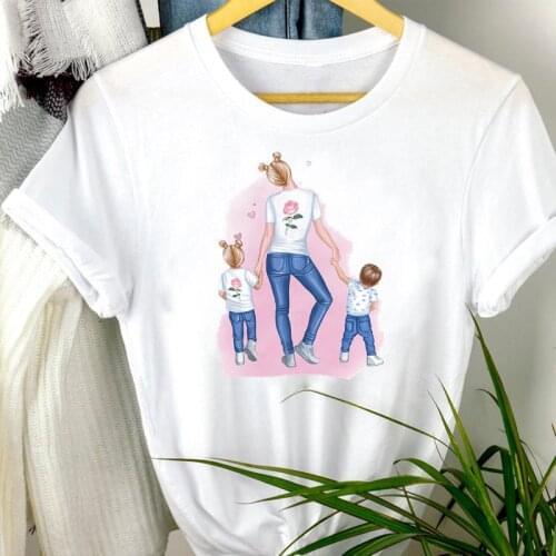 Women Clothes Watercolor New Style Family Mama Mom Mother 90s Cartoon Mujer Camisetas Tshirt Female Tee Top Graphic T-shirt