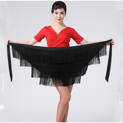 Latin Skirt Lady Fringed Triangle Dance Dress Sexy One Skirt Adult Skirt Latin Dance Dress Costume Womens Black Practice Skirt