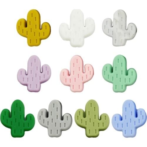 Good New 10Pcs BPA Free Food Grade Silicone Soother Molar BeadsNewborn Infants Toddler Teething Toy Cactus Baby Teether
