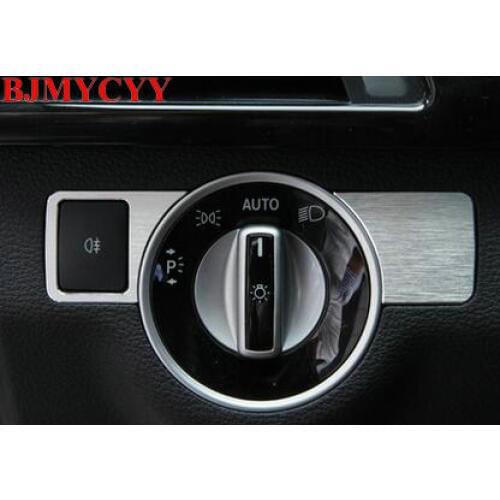 BJMYCYY 2pcs Headlight Adjustment Button Cover Trim Decoration For Mercedes Benz A W176 B W246 C W204 GLK X204 GL ML Sticker