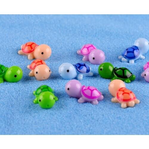 20PCS Colorful Cute Mini Animal Miniature Tortoise Fairy Garden DIY Doll House Succulents Moss Landscape Decoration