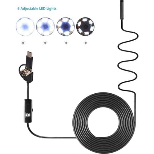 3-IN-1 Type-C & Micro USB & PC Inspection Eorescope Camera 8mm Waterproof IP67 2.0 MegaPixel