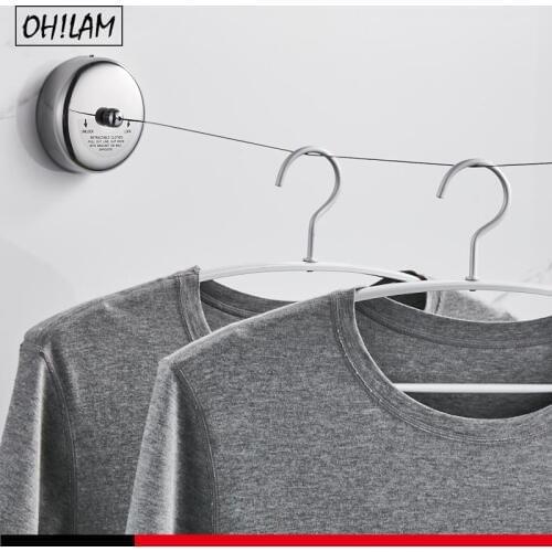 304 Stainless Steel Retractable Wall Mounted 3m Washing Clothes Drying Line Rack Cloth Hanging Rope Chromed 5 Star Hotel Quality