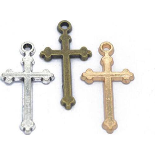 50pcs 29x15mm Antique Bronze/ Antique Silver/KC Gold Alloy Crosses Charm Pendant Fit Bracelets Necklace DIY Jewelry Making