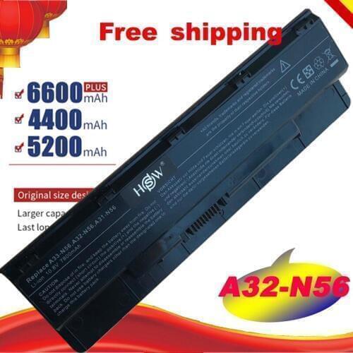 Laptop Battery For Asus N46 N56 N76 N46VJ N46VM N46VZ N56DP N56VJ N56VM N76VJ R500VD N76VZ N76VM A32-N56 9Cells Free Shipping