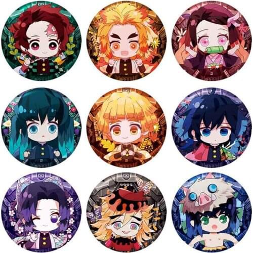 Anime Demon Slayer: Kimetsu No Yaiba Kamado Tanjirou Cosplay Badge Fans Collection Backpacks Bags Badges Button Brooch Pins