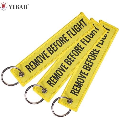 1 Piece Fashion Remove Before Flight Tags Keychain Keyring Rectangle Polyester Embroidery Message Multicolor 13*3CM