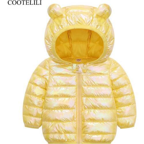 COOTELILI Metal Style Winter Kids Cotton Jackets For Girls Children Warm Coats For Boys Toddler Girls Parkas Outerwear Clothes